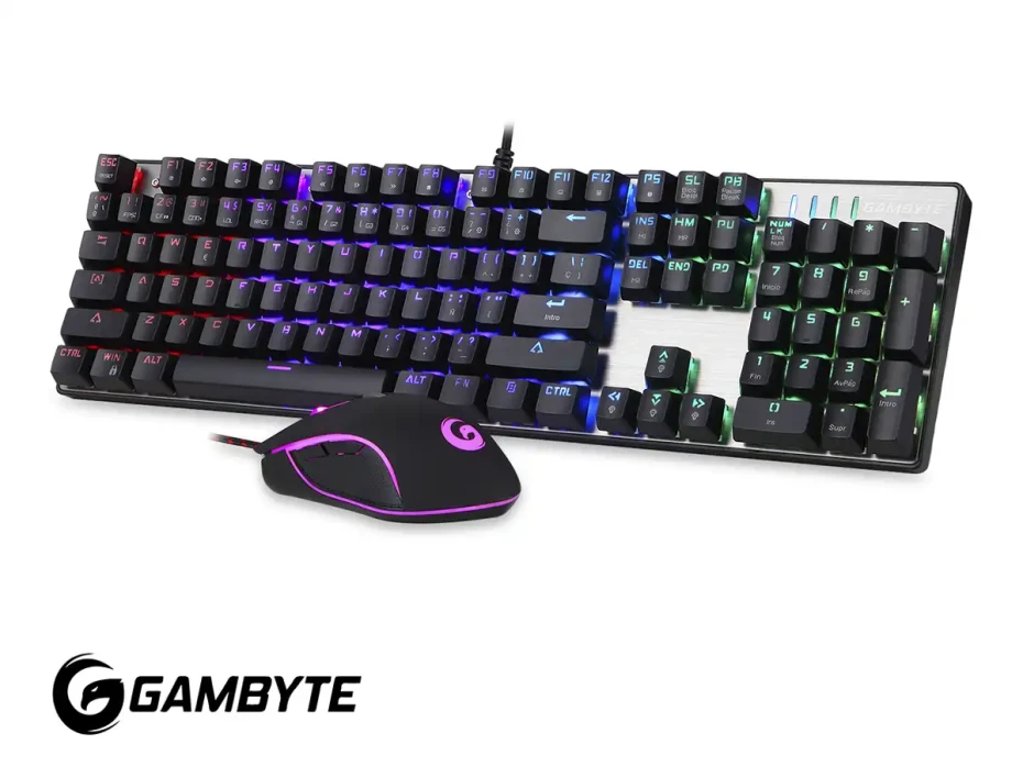 Combo Gamer Gambyte 2 En Uno Rexar G (tc-grrexakt-mt) Mecanico, Switch Blue, Rgb, Mouse 2400 Dpi, Negro