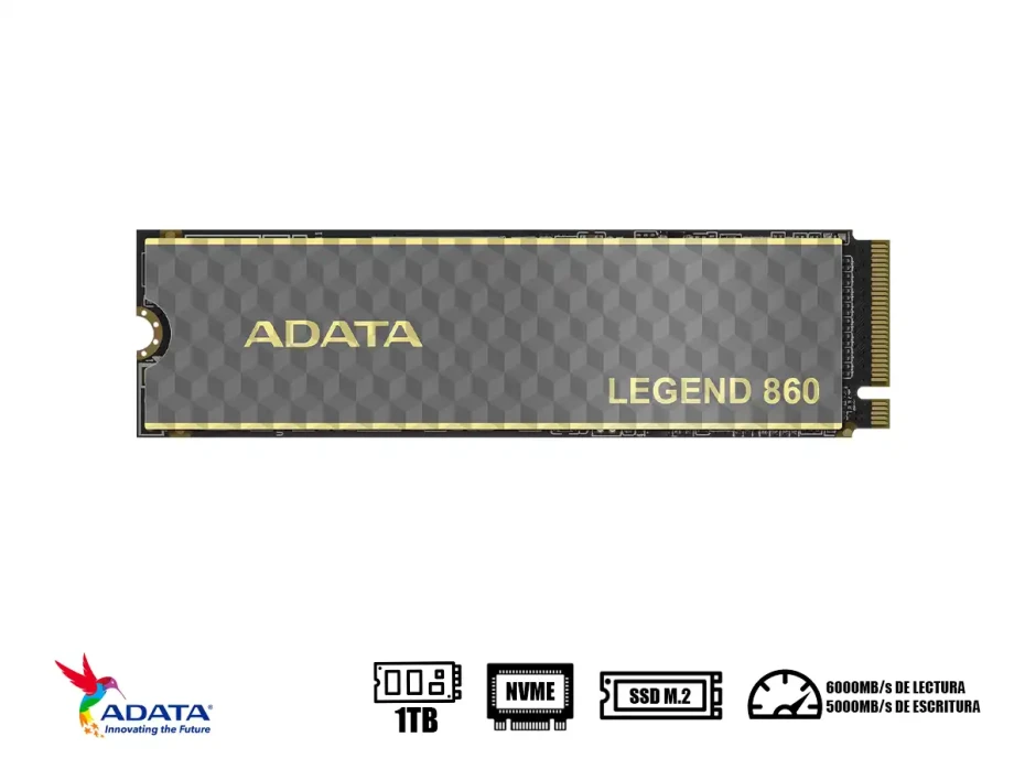 Unidad De Almacenamiento Ssd M.2 Pcie Adata 1tb Nvme Legend 860, 2280 (sleg-860-1000gcs) Hasta 6000mb/s De Lectura